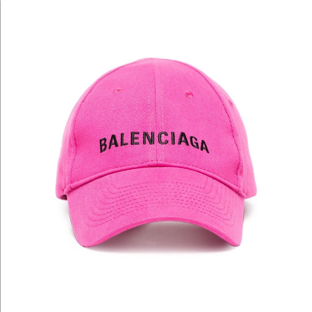 Balenciaga Pink Logo Embroidered Cap